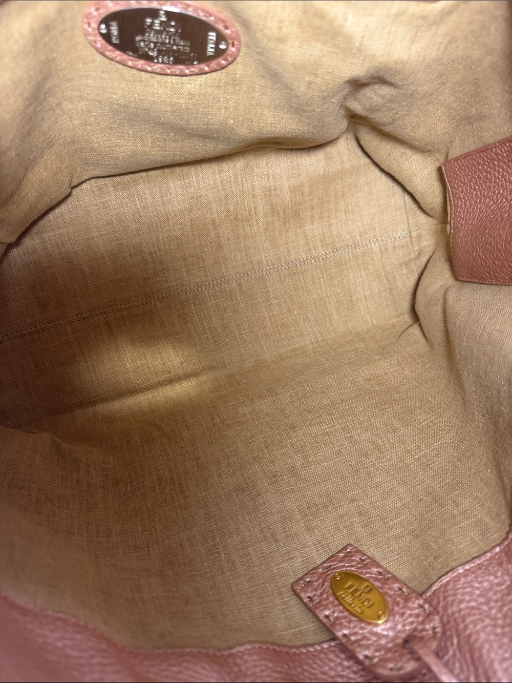 Fendi Selleria Metallic Rose Gold Leather Tote - Picture 11 of 14